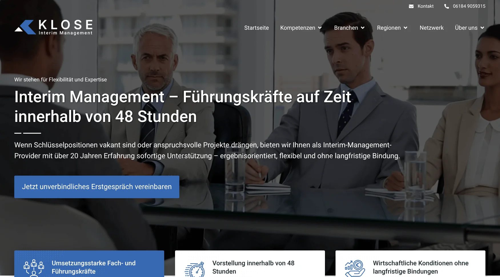 provider header website Klose Interim Management